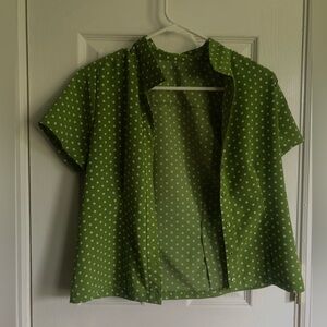 Green polka dot button-down shirt Size XS